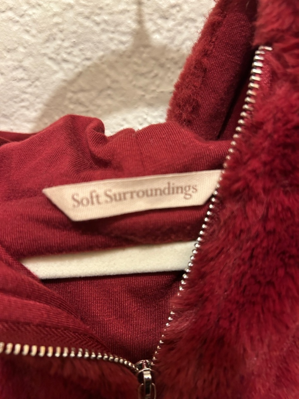 Soft Surroundings Plush Zip-Up Hoodie in Deep Red - Picture 2 of 7